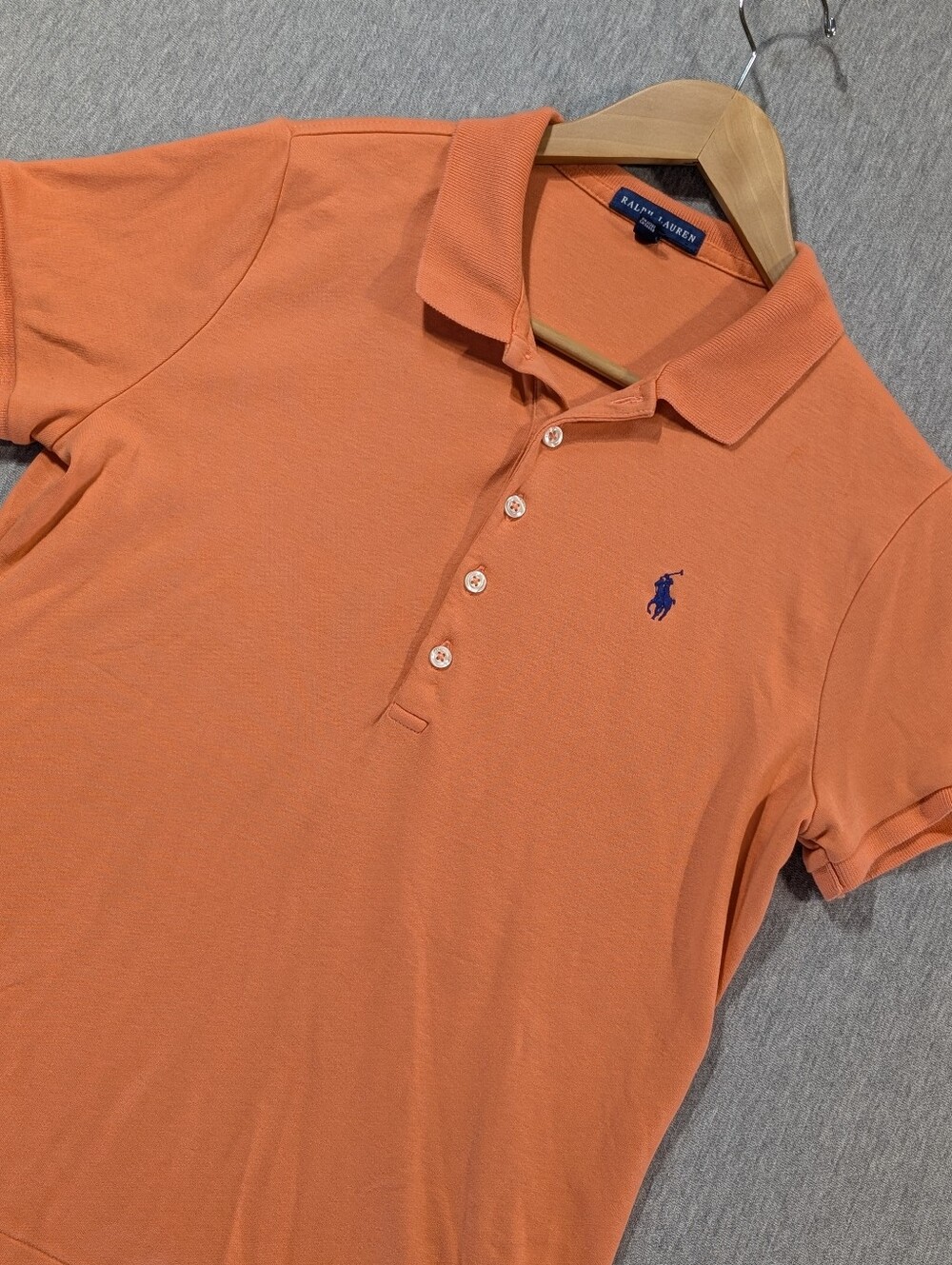 Ralph Lauren Golf Polo Shirt Women's XL Orange Peach Blue Pony